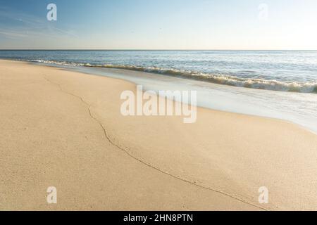 Belle plage privée dans le soleil du soir dans le nord de l'Allemagne sur l'île de Sylt Banque D'Images