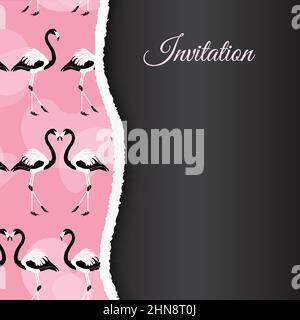 Bannière de fond rose et noir Flamingo Illustration de Vecteur