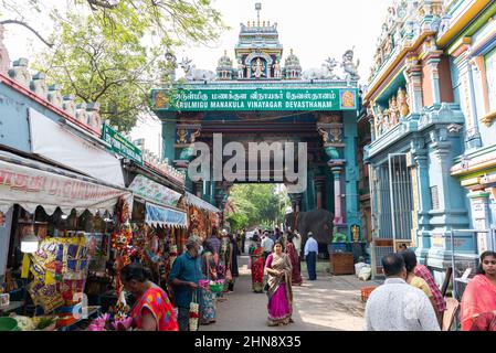 PONDICHÉRY, Inde - 15th février 2022 : temple de Manakula Vinayagar. Banque D'Images