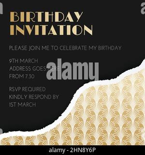 Art déco Great Gatsby style invitation Design avec ornements de coquillages Illustration de Vecteur