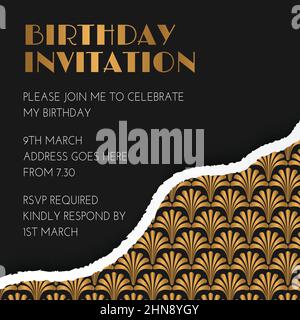 Black Art Deco Great Gatsby style invitation Design Illustration de Vecteur