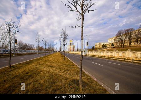 Bucarest, Roumanie 13 février 2022.Palais du Parlement (connu avant la révolution de 1989 comme la Maison de la République ou la Maison du peuple Banque D'Images
