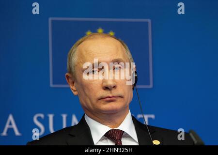 Le président russe Vladimir Poutine parle Banque D'Images