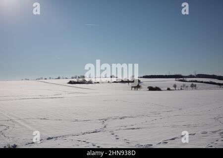 Paysage d'hiver enneigé dans le sud de l'Allemagne Banque D'Images