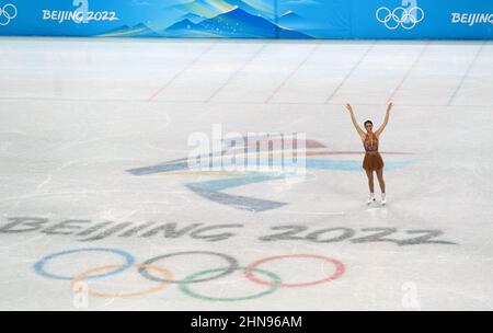 Natasha McKay, de Grande-Bretagne, pendant le patinage féminin individuel - Patinage gratuit le 11 e jour des Jeux Olympiques d'hiver de 2022 à Beijing, au stade intérieur de la capitale, à Beijing. Date de la photo: Mardi 15 février 2022. Banque D'Images