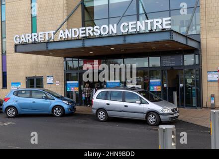 Bâtiment du Centre Garrett Anderson, hôpital d'Ipswich, Suffolk, Angleterre, Royaume-Uni - entrée en cas d'accident et d'urgence Banque D'Images