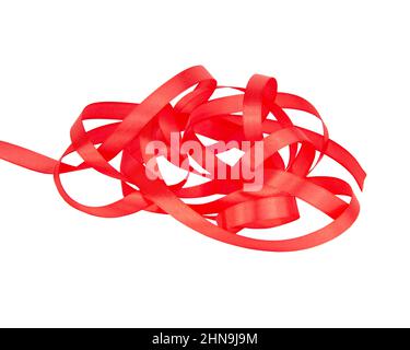 Ruban rouge décoratif pour cadeaux isolés sur fond blanc Banque D'Images