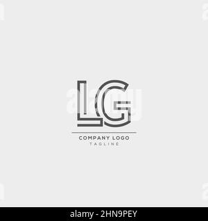 Abstrait haut de gamme linéaire lettre logo LG icône design moderne minimaliste illustration de style. Illustration de Vecteur