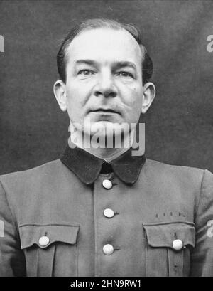 Portrait de Joachim Mrugowsky comme défendeur dans le procès médical de Nuremberg. Banque D'Images