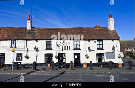 Pevensey Bay vues est Sussex Angleterre Royaume-Uni - The Castle Inn Banque D'Images