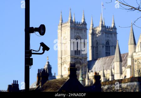Londres, Angleterre, Royaume-Uni. Caméra de vidéosurveillance à Westminster, à l'abbaye de Westminster Banque D'Images