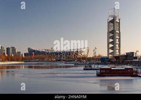 National Stadium Bird Nest lors des Jeux olympiques d'hiver de 2022 à Beijing, en Chine, le 14 février 2022 Banque D'Images