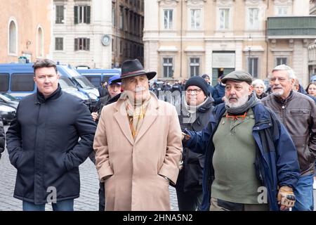 14 février 2022, Rome, Italie: Ancien général de Carabinieri Antonio Pappalardo lors de la manifestation du mouvement ''No Green Pass'', à Rome, le 14 février 2022 (Credit image: © Matteo Nardone/Pacific Press via ZUMA Press Wire) Banque D'Images