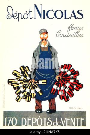 Jules Isnard Dransy - dépôt Nicolas fines Bouteilles affiche ancienne nourriture et boissons - 1922 Banque D'Images