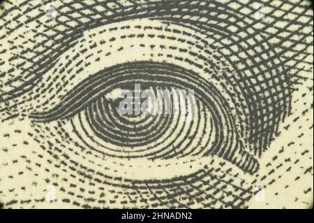 L'œil de Benjamin Franklin sur la nouvelle facture de cent dollars Banque D'Images