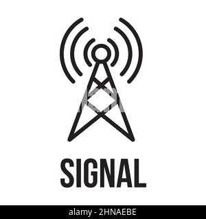 Tour de téléphone cellulaire, icône de tour de radio. Style linéaire. Icône de l'émetteur. Icône de vecteur tour de téléphone cellulaire. Réseau cellulaire, radio ou de signal cellulaire sans fil ante Illustration de Vecteur