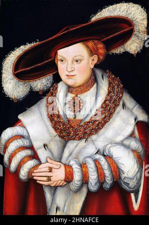 Portrait de Magdalena de Saxe, épouse de l'électeur Joachim II de Brandebourg par Lucas Cranach l'aîné, huile à panneaux, c. 1529 Banque D'Images