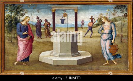 Christ et la femme de Samarie par Pietro Perugino (Pietro Vannucci : c.1450-1523), tempera sur panneau, transféré sur toile, c. 1500/05 Banque D'Images