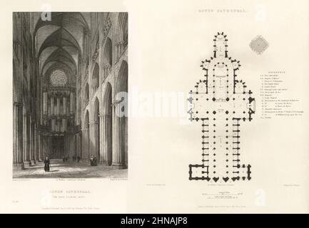 Cathédrale française, Cathédrale de Chartres, Rouen, France, gravure française antique, 1837 Banque D'Images