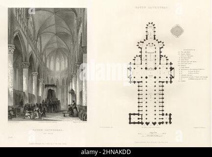 Cathédrale française, Cathédrale de Chartres, Rouen, France, gravure française antique, 1837 Banque D'Images