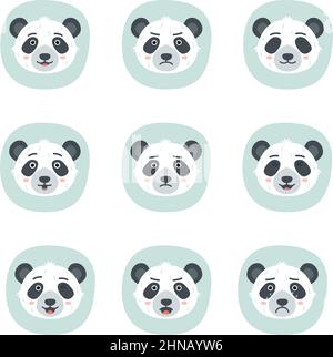 Ensemble de différentes émotions de panda, illustration vectorielle Illustration de Vecteur