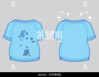 Nettoyer et salir le t-shirt avec une tache Illustration de Vecteur