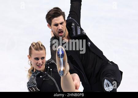 Madison Hubbell & Zachary Donohue (Etats-Unis), 12 FÉVRIER 2022 - Patinage : danse du rythme sur glace pendant les Jeux Olympiques d'hiver de 2022 à Beijing Banque D'Images