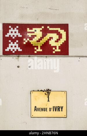 France. Paris (13th arrondissement). Avenue Ivry Banque D'Images