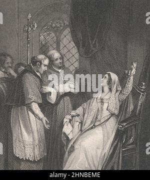 Catherine d'Aragon et le cardinal Wolsey du roi Henri VIII de Shakespeare, Acte 3, scène 1 Banque D'Images