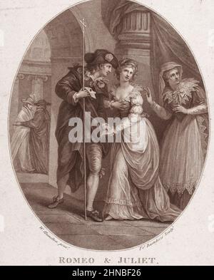 Roméo et Juliette à la Mascarade de Shakespeare, Roméo et Juliette, Acte 1, scène 5. Banque D'Images