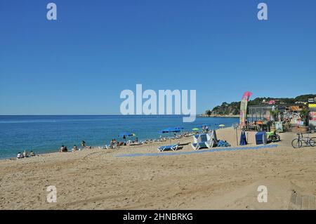 Plage de Lloret de Mar dans la région de la Selva province de Gérone, Catalogne, Espagne Banque D'Images