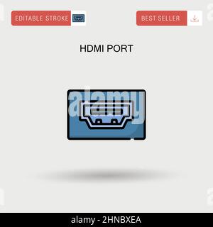 Icône de vecteur simple du port HDMI. Illustration de Vecteur