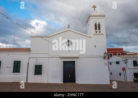 Église de San Antonio Abad, sur la commune de Fornells, municipalité d'es Mercadal, Minorque, Espagne. Il a été construit en 1,639 Banque D'Images