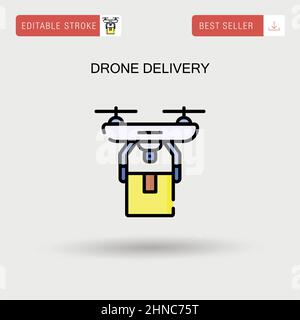 Icône de vecteur simple de livraison de drone. Illustration de Vecteur