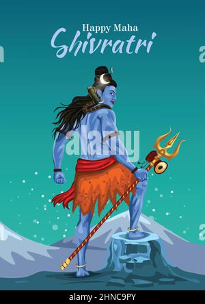 Lord Shiva back position, Dieu indien avec Happy Maha Shivratri ou Mahashivratri. Vecteur illustration design. Illustration de Vecteur