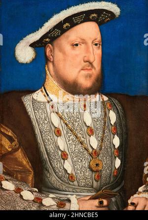 Hans Holbein le plus jeune. Portrait d'Henry VIII d'Angleterre. Env. 1537. Huile sur le panneau. 28 x 20 cm Banque D'Images