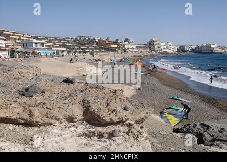 El Médano front de mer, Playa del Médano, sud de Ténérife, îles Canaries, Espagne, Février 2022 Banque D'Images