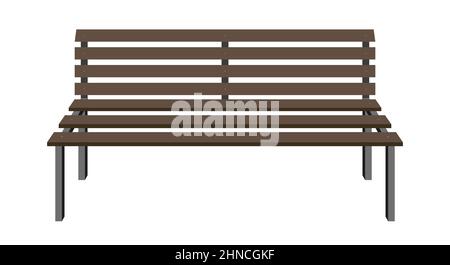 Banc de jardin de rue et de parc. Chaise extérieure en bois. Mobilier urbain de l'espace public. 3D illustrations vectorielles réalistes isolées sur fond blanc. Illustration de Vecteur