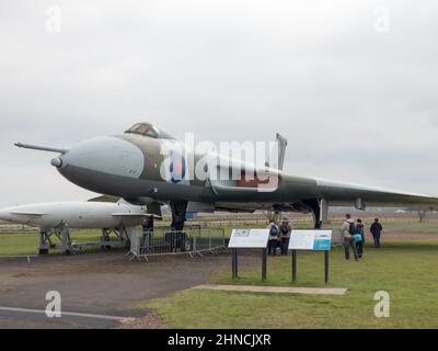 Un bombardier en V Avro Vulcan à l'aile delta vu au East Fortune Museum of Flight. Banque D'Images