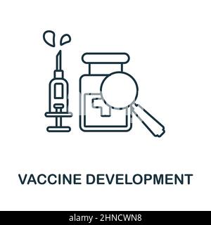 Icône mise au point de vaccins. Élément linéaire de la collecte de vaccins. Signe d'icône de développement de vaccins linéaires pour la conception de sites Web, infographiques et plus encore. Illustration de Vecteur