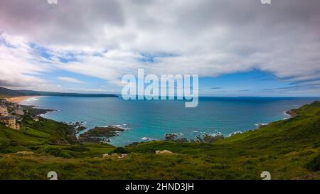 La ville de Woolacombe et la vue sur la côte depuis le point culminant de Mortehoe Banque D'Images