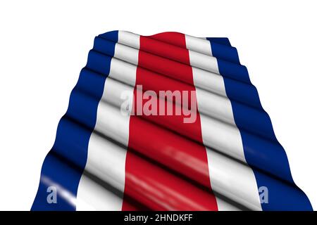 Belle toute occasion drapeau 3D illustration - drapeau brillant du Costa Rica avec de grands plis isolés sur blanc, vue perspective Banque D'Images