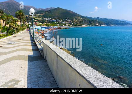 Italie, Ligurie, Arenzano, la promenade Banque D'Images
