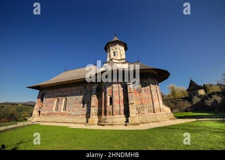 Église orthodoxe du Monastère moldvita à Bucovina, Roumanie Banque D'Images