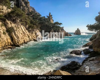 Paysages marins et montagnes de Calanques, ruisseaux de marseille, France Banque D'Images