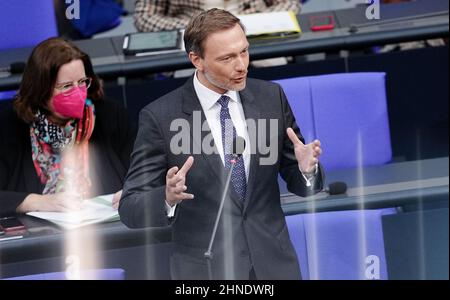Berlin, Allemagne. 16th févr. 2022. Christian Lindner (FDP). Credit: Kay Nietfeld/dpa/Alay Live News Banque D'Images