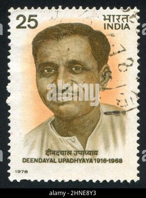 INDE - VERS 1978: Timbre imprimé par l'Inde, montre Deendayal Upadhyaya, vers 1978 Banque D'Images