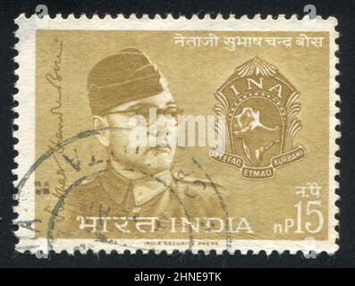 INDE - VERS 1962: Timbre imprimé par l'Inde, montre Subhas Chandra Bose et INA Emblem, vers 1962 Banque D'Images