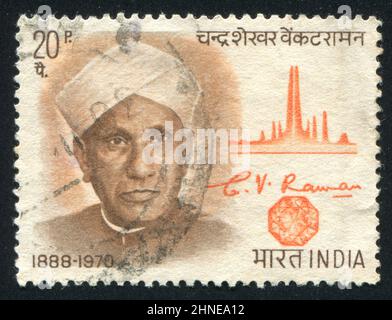 INDE - VERS 1971: Timbre imprimé par l'Inde, montre Chandrasekhara Venkata Raman, vers 1971 Banque D'Images