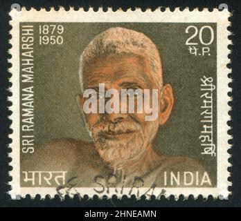 INDE - VERS 1971: Timbre imprimé par l'Inde, montre Ramana Maharshi, vers 1971 Banque D'Images